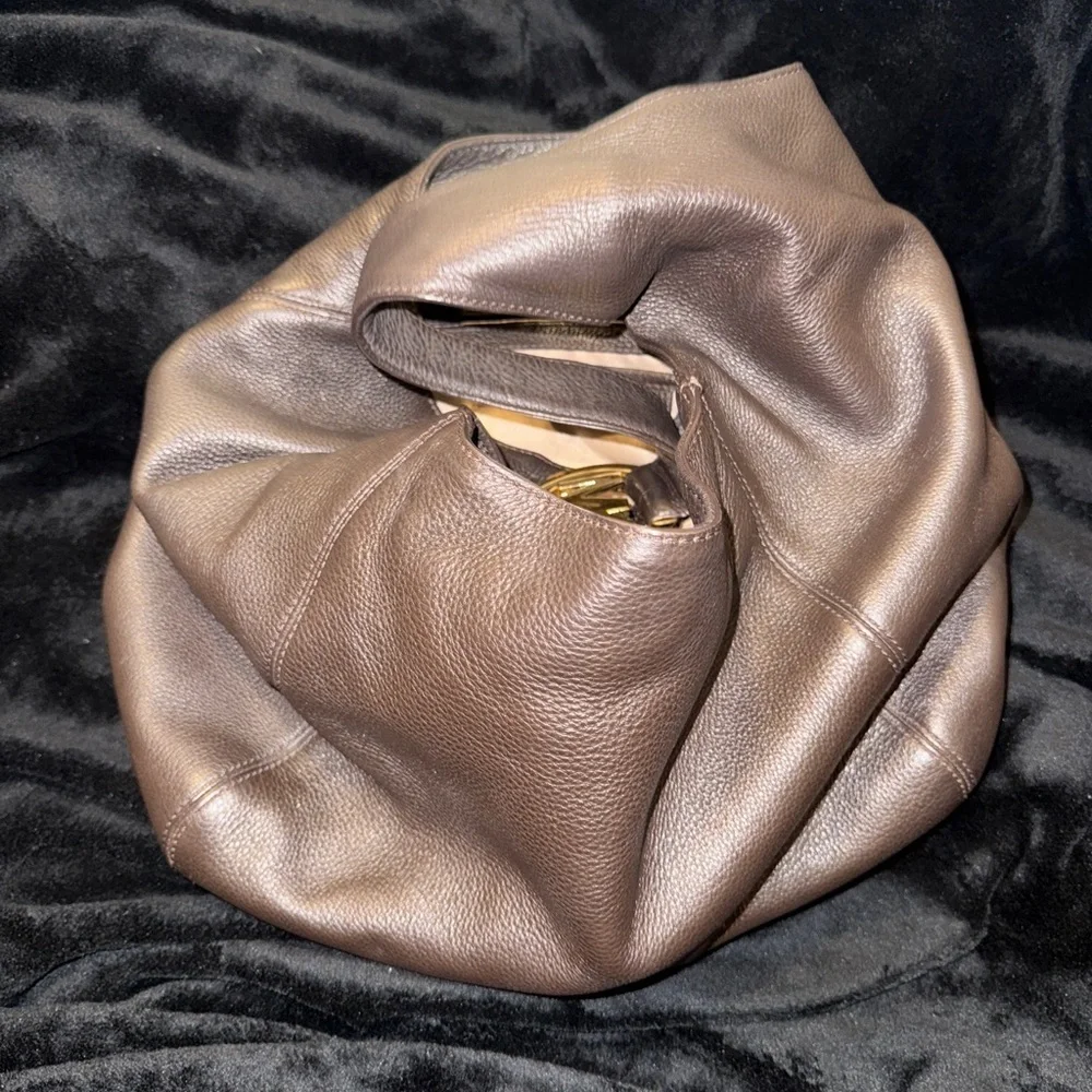 Michael Kors Chocolate Brown Hobo Bag with Gold Detail